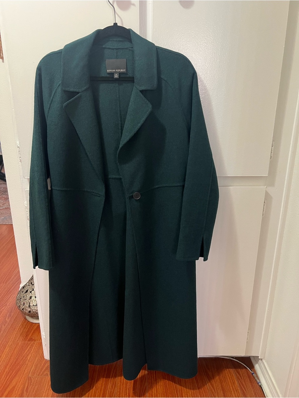 Banana Republic Forest Green Wool Coat with Notch Collar